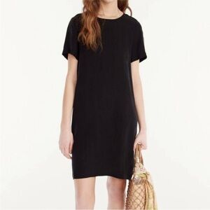 J Crew black cupro t shirt dress short sleeve size M